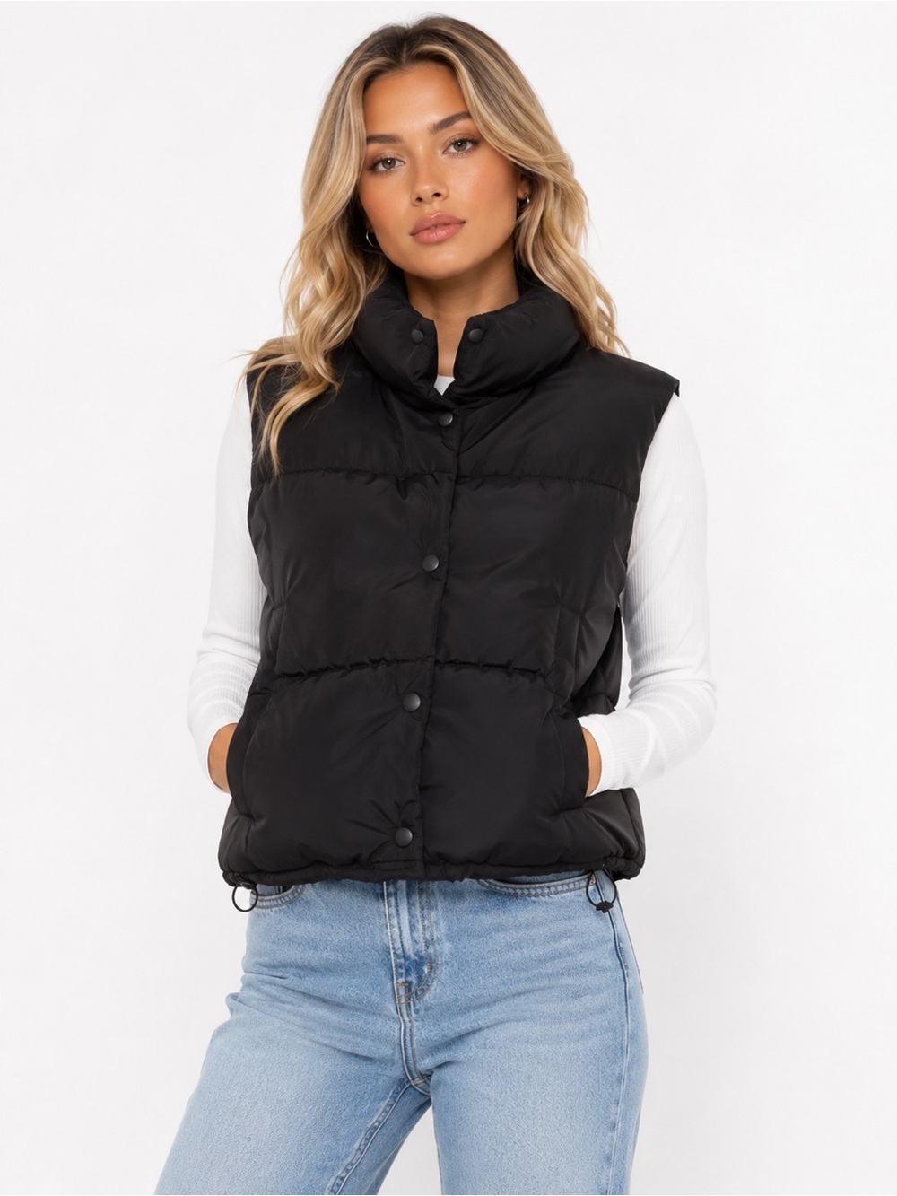 Classic Black Puffer Vest Size Medium